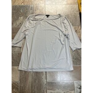 Halogen Womens White Puff Sleeve Boat Neck Top Shirt Plus Size 1